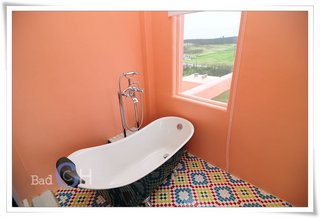 可愛的小浴缸最適合一個人在這享受外頭如畫的景色