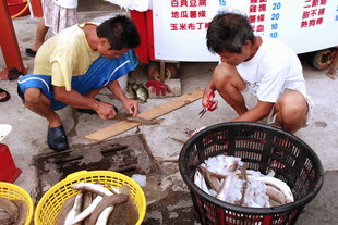 大部分走動式魚販可以幫買主做些簡單的內臟清理工作