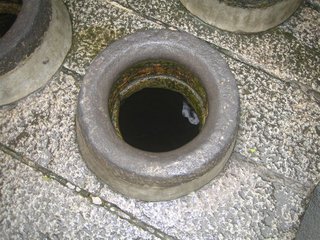 其實只是上面的水泥蓋挖四個口，水泥蓋下面其實是相通的一個大井口而已