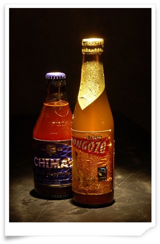 左邊為陳年版奇美，右邊為香蕉啤酒，皆為進口，250元/瓶，後者酒精濃度較低